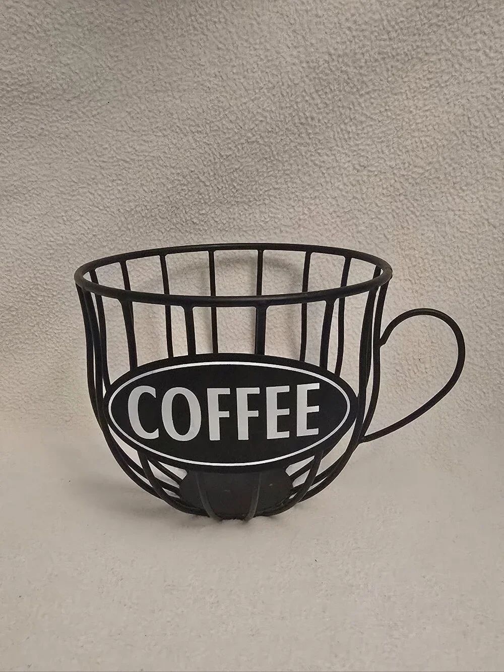 Black Metal Coffee Cup Wire Basket - Decorative Countertop Storage